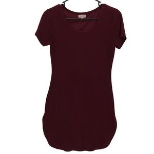 Ultra Flirt wine maroon comfy t-shirt mini dress